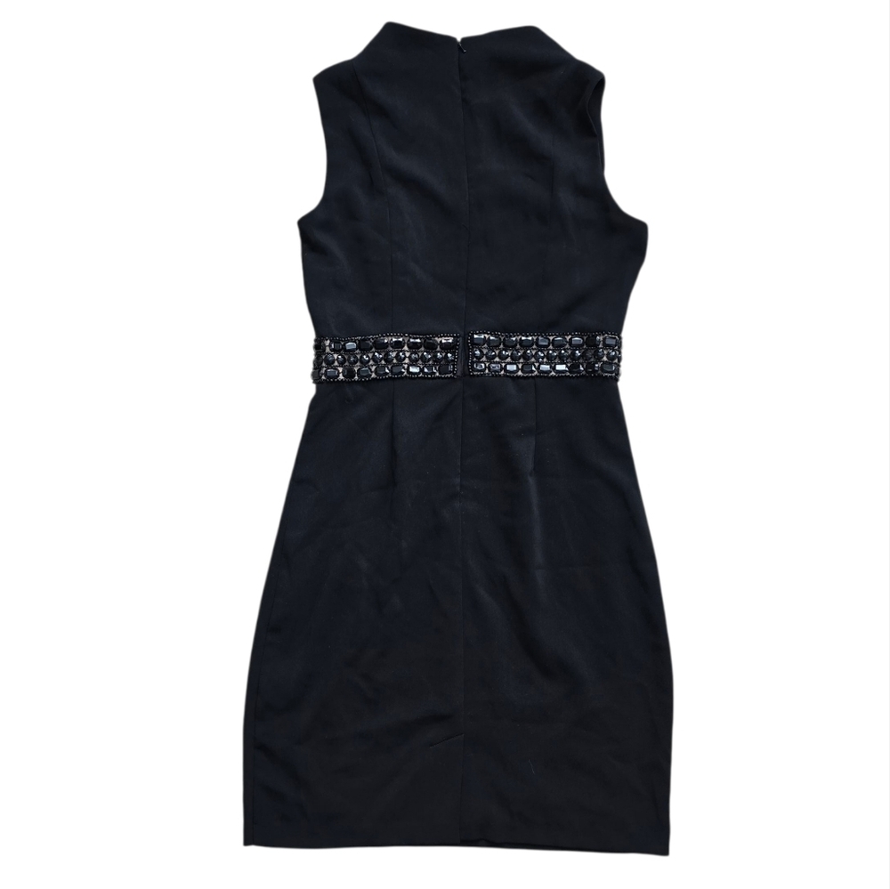 Donna Ricco Black Beaded Waist Sheath Dress Size 6 - Picture 4 of 13